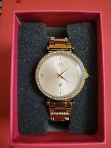 Rose Gold Watch with Crystal Bezel