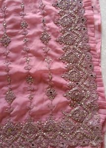 Pink Embellished Saree