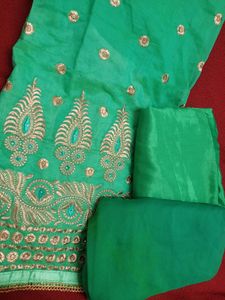 Fancy Green Unstitched Suit Material For Women