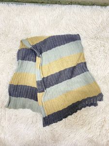 Shimmering Pleated Striped Scarf
