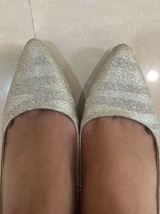 Sparkly Silver Pointed Toe Flats