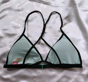 Aqua Bikini Top with Black