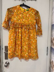UCB Vibrant Yellow Floral Dress for Girls