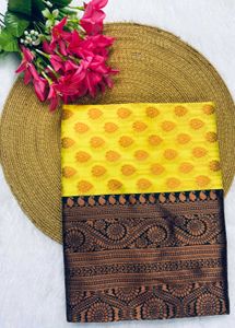 Vibrant Yellow Saree with Paisley Border
