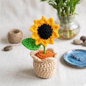 Crocheted Sunflower Pot
