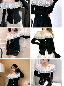Elegant korean Ruffle Collar Knit Top