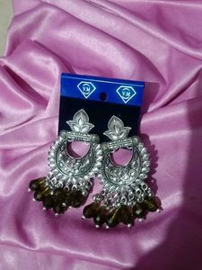 Elegant Ethnic Silver Jhumka Earrings