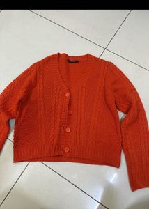 Orange Cable Knit Cardigan🍊