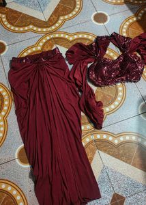 stylish draped skirt with sequence top 😍