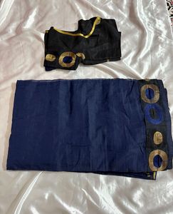 Navy Blue Saree with Blouse