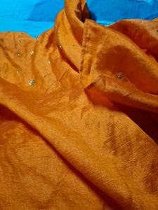 Embellished Orange Saree
