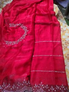 Red  saree Jimmy Choo