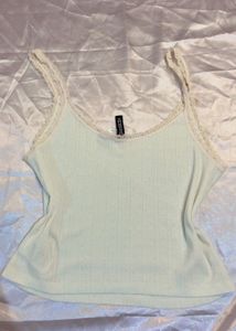 white H&amp;M trimmed top