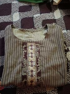 Striped Kurta with Embellished Panel