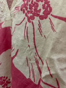 Summer sale-Pink Floral Kurta with Lace Detail