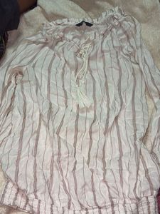 Off-Shoulder Striped Smocked Blouse