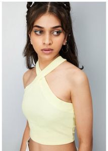 Yellow Halter Crop Top
