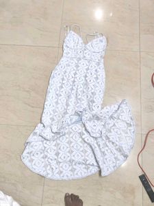 Elegant White Lace Fishtail Dress