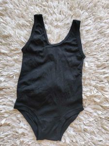 Classic Sleeveless Black Bodysuit for Girls