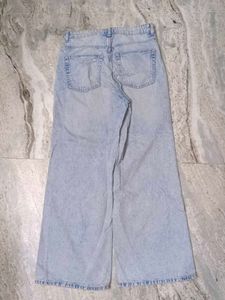 Light Wash Distressed Wide Leg Jeans
