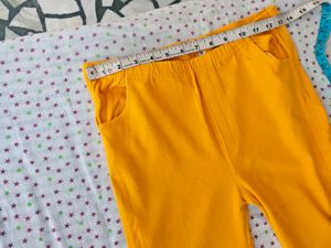 Yellow Leggings  fully stretchable with Floral Emb