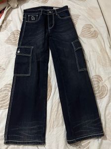 Dark Wash Cargo Jeans