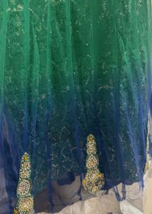 Stunning Green &amp; BlueEmbellished Wedding Kurta Set