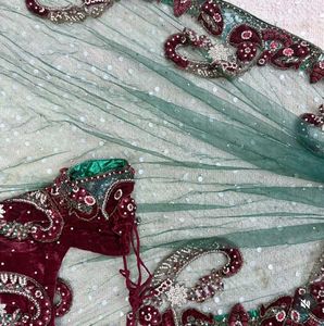 stunning net saree with velvet blouse