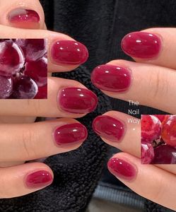 Handmade gel nails extension glossy red
