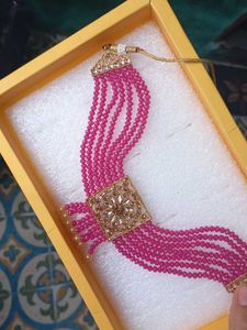 Pink Beaded Choker Necklace &amp; Earring Set
