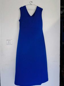 Royal Blue V-Neck A-Line Dress