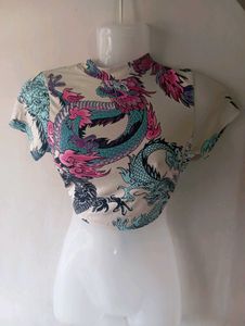 Dragon Print Crop Top