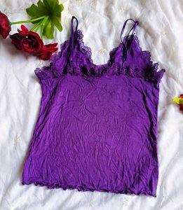Purple Lace Trim Cami Top