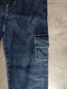 Women's Dark Wash Cargo Jeans