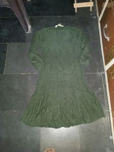 Very Beautiful Olive Green Woolen Frock