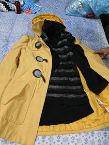 Yellow  Coat and winter dress new shampoo fr