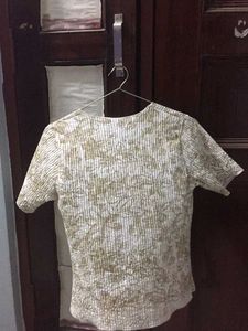 Floral Print Pleated Korean Top