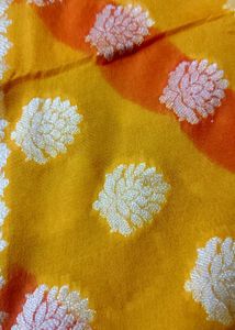 pure khaddi chiffon yellow lahariya banarasi Saree