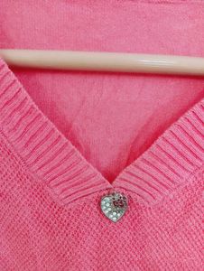 Chic Pink V-Neck Top