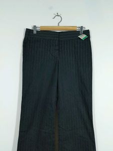 Black Striped Flared Cotton Pant For Women's
