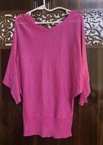Cozy BrightPink Sweater(off-shoulder or plain)