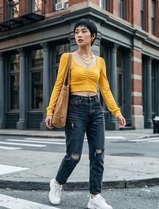 Stylish Yellow Ruched Crop Top