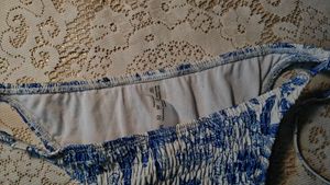 Blue Floral Smocked Bikini Bottom
