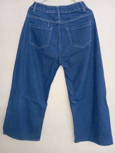 Blue Wide Leg Denim Jeans