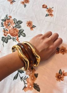 Statement Resin &amp; Gold-Tone Bangle Set