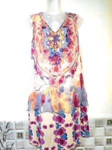 Bohemian Print Layered Mini Dress Size M-L
