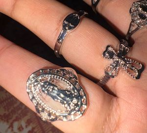 Set of 5 Gothic Cross Rings