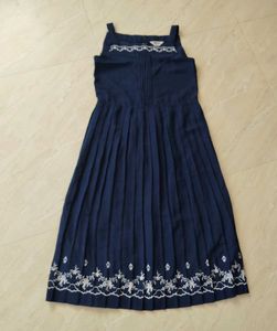 Navy Dress with Embroidery details.