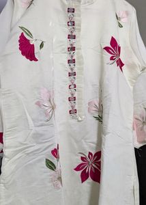 Price Drop Alert Pearl white Full Sleevs Kurti Set