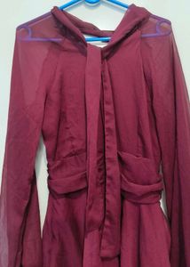 Burgundy Tiered Chiffon Dress